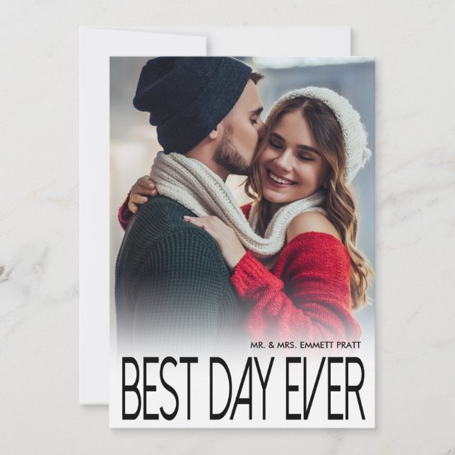Best Day Ever Moderne Foto Hochzeit Danke-Card (Vorderseite)