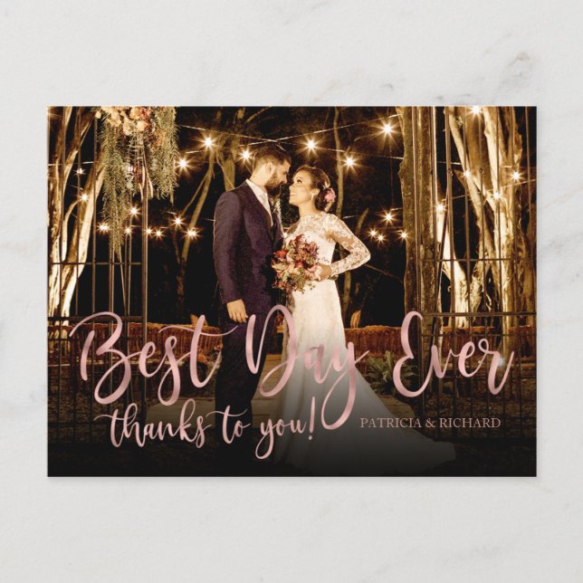 Best Day Ever Niedlich Script Foto Hochzeit Vielen Postkarte (Vorderseite)
