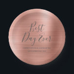 Best Day Ever Rose Gold Blush Pink Hochzeit Pappteller<br><div class="desc">Die Imitate des besten Tages Moderne und Elegante Metallische Rose Gold Foil Blush Pink Teller,  die perfekt für eine Rose Gold oder Blush Pink Hochzeitsempfang.Die maßgeschneiderten Teller für Hochzeitsfeier Empfang ermöglichen die Aktualisierung der Braut- und Ziernamen und des Hochzeitsdatums.</div>