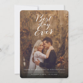Best Day Ever Stilvolles Script Foto Moderne Hochz Dankeskarte