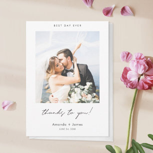 Best Day Ever Thanks to You! Modern Photo Wedding Dankeskarte