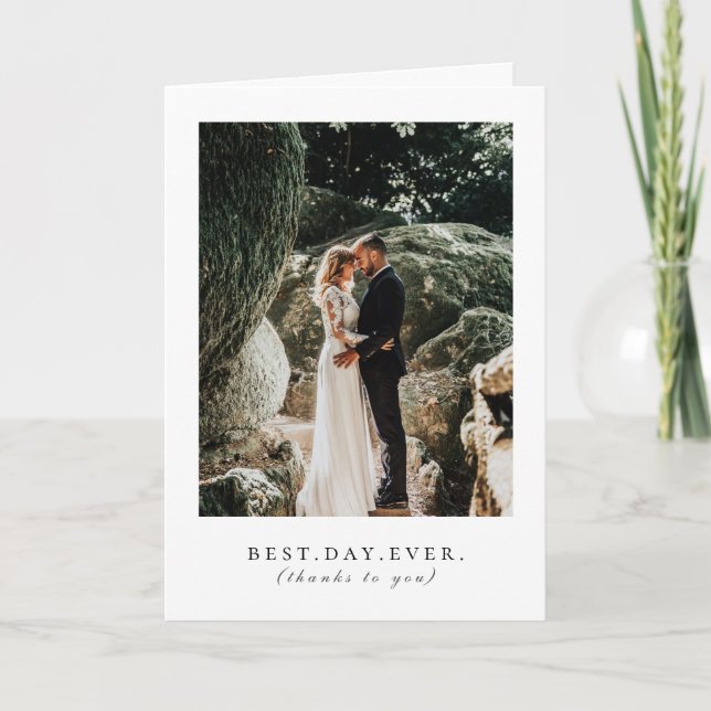 Best Day Ever Tropical Wedding Foto Vielen Dank Dankeskarte (Vorderseite)