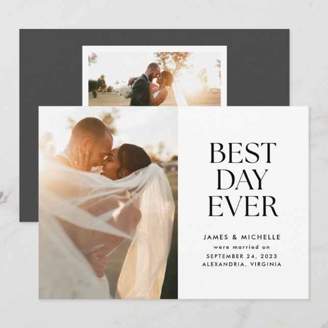 Best Day Ever Wedding Announcement Ankündigung (Vorne/Hinten)