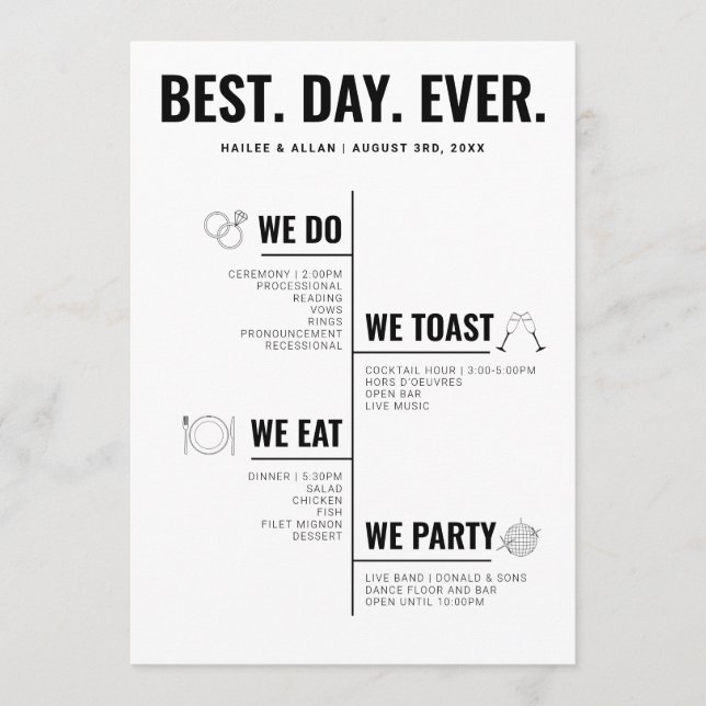Best Day Ever Wedding Timeline Program Programm (Vorderseite)