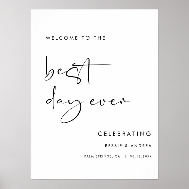 Best Day Ever Wedding Welcome Sign Poster (Vorne)