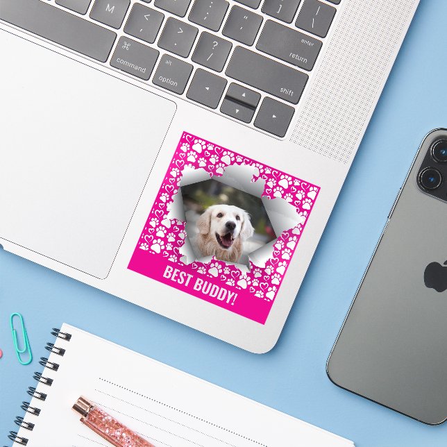 Best Dog Custom Pet Foto Paw Print Heft Muster Aufkleber (Laptop mit iPhone)