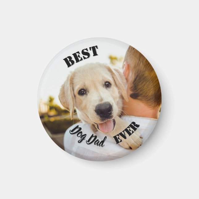 Best Dog Dad Ever Funny Pet Photo Magnet (Vorne)