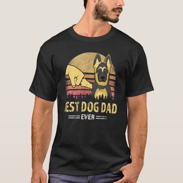 Best Dog Dad Ever German Shepherd Retro Puppy  Des T-Shirt (Vorderseite)
