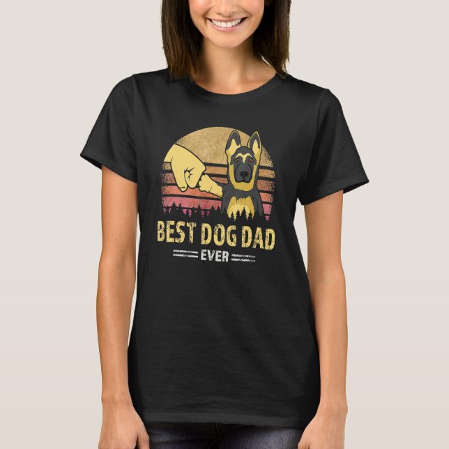 Best Dog Dad Ever German Shepherd Retro Puppy  Des T-Shirt (Vorderseite)