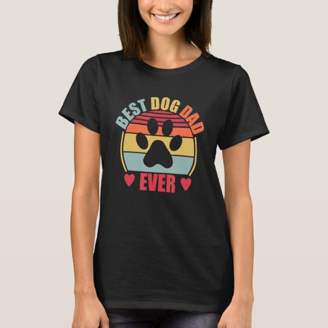 Best Dog Dad Ever  Retro Dog Paw T-Shirt (Vorderseite)