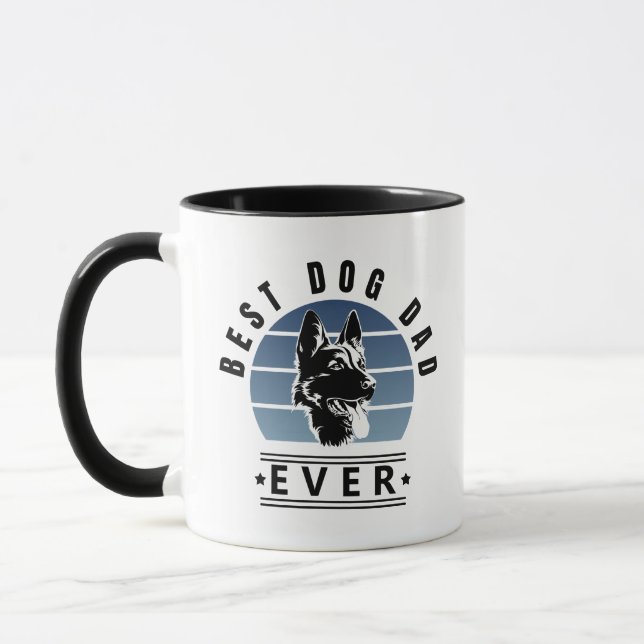 Best Dog Dad Ever Retro Sunset Tasse (Links)
