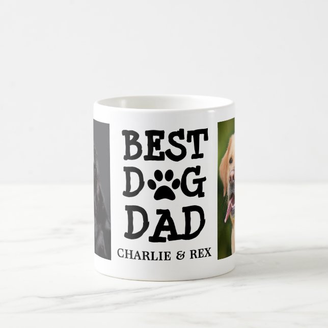 Best Dog Dad / Two Photo & Text Custom Coffee Mug (Centre)