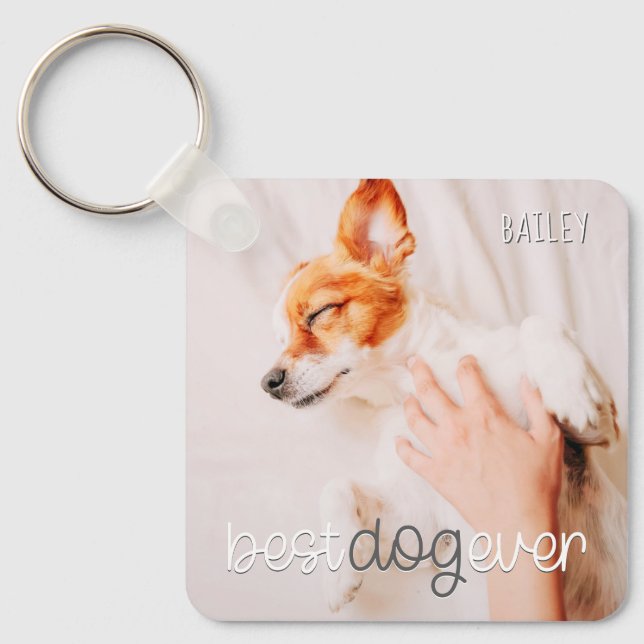 Best Dog Ever Modern Playful Simple Chic Pet Photo Schlüsselanhänger (Vorderseite)