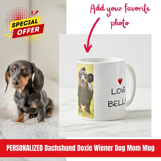 Best.Dog Mama.Ever. Dackel Liebe Foto Kaffeetasse (Personalized Dachshund Dog Photo Mug)