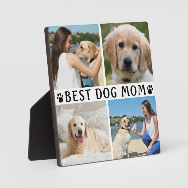 BEST DOG MAMA Foto Collage Paw Print Fotoplatte (Vorderseite)