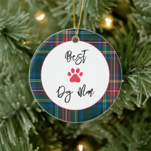 BEST DOG MAMA Liebe, PET NAME Paw Holiday Kariert Keramik Ornament