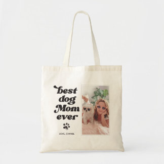 Best Dog Mom Ever Custom Photo and Text Tragetasche