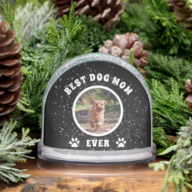 Best Dog Mom Ever Custom Photo Personalized Schneekugeln (Winter)