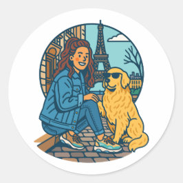 Best Dog Mom Ever in Paris Runder Aufkleber