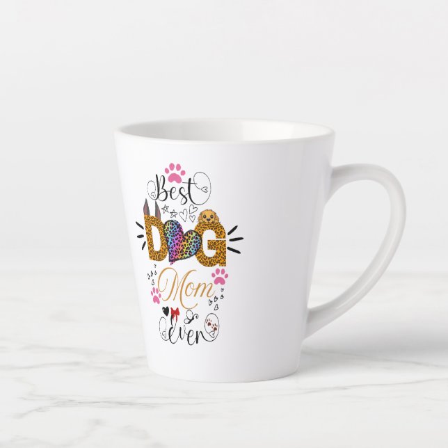 Best Dog Mom Ever Shirt – Leopard Print dog Mom  Milchtasse (Rechts)