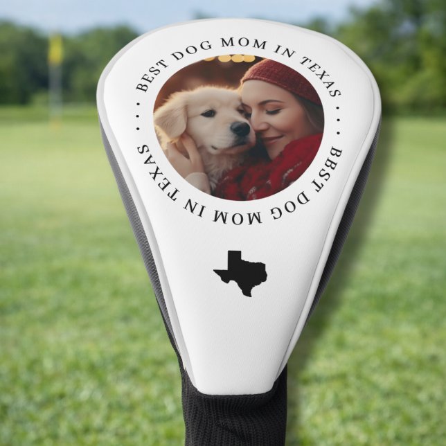 Best Dog Mom in Texas Personalized Photo Golf Headcover (Add your favourite photo to personalize)