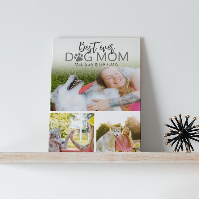 Best Dog Mom Photo Collage Plaque (Créateur téléchargé)