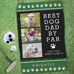 BEST DOG VATER BY PAR 3 Foto Paw Prints Golfhandtuch