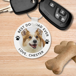BEST DOG VATER JE Paw Print 2 Fotos Schlüsselanhänger