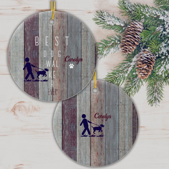 Best Dog Walker Toujours Noël Cadeau Ornement (Show your Favorite Dog Walker how thankful you are for their hard work, with this custom ornament!)