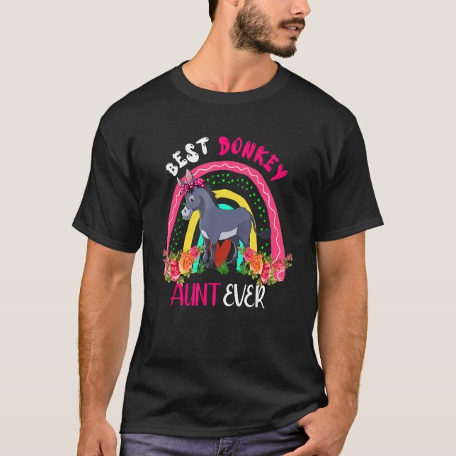 Best Donkey Aunt Ever Cute Donkey Bow Tie Farm Mot T-Shirt (Vorderseite)