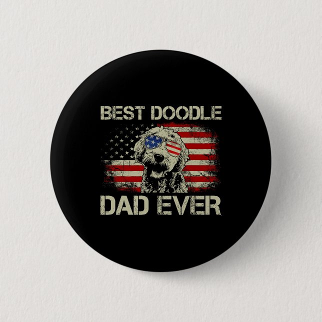 Best Doodle Vater je Goldendoodle 4. Juli Geschenk Button (Vorderseite)