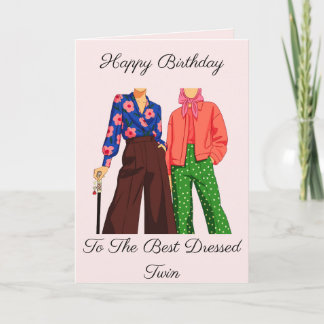 Best Dressed Adult Twins Birthday Karte