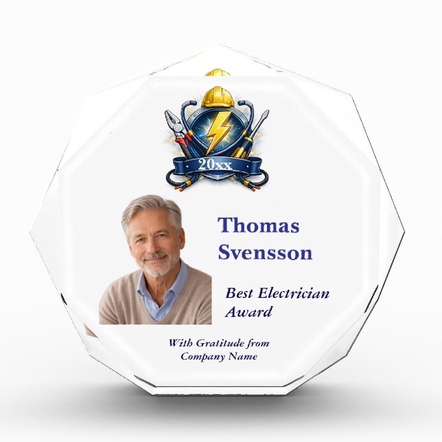Best Electrician Award Personalized Photo Fotoblock (Vorderseite)