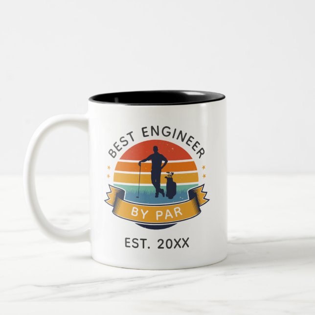 Best Engineer by Par Coworker Birthday Golf Fan Zweifarbige Tasse (Links)