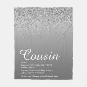 Best Ever Cousin Definition Silver Glitzer Fleecedecke
