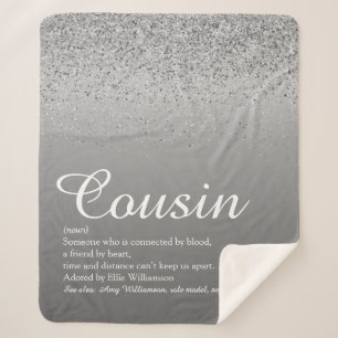 Best Ever Cousin Definition Silver Glitzer Sherpadecke