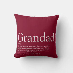 Best Ever Grandpa, Grandfather Definition Burgundy Kissen