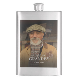 Best Ever Grandpa Since 20XX Simple Elegant Photo Flachmann