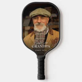 Best Ever Grandpa Since 20XX Simple Elegant Photo Pickleball Schläger