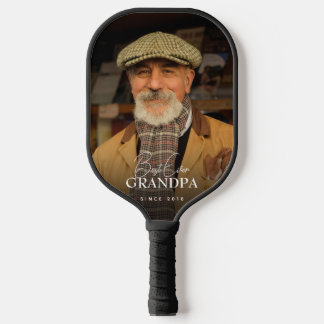 Best Ever Grandpa Since 20XX Simple Elegant Photo Pickleball Schläger