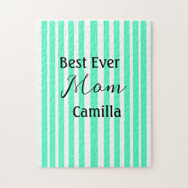 Best ever mom green stripped pattern pastel neon  (Vertikal)