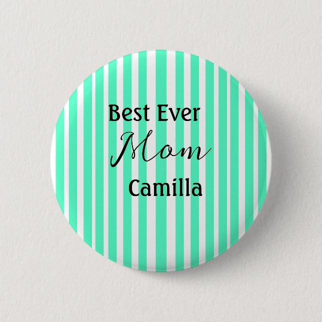 Best ever mom green stripped pattern pastel neon  button (Vorderseite)