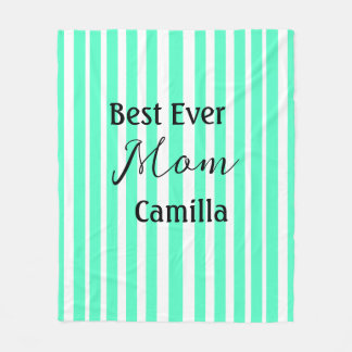 Best ever mom green stripped pattern pastel neon  fleecedecke