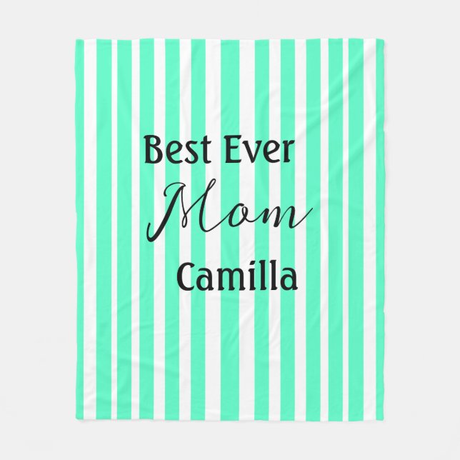 Best ever mom green stripped pattern pastel neon  fleecedecke (Vorderseite)