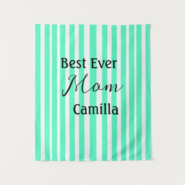 Best ever mom green stripped pattern pastel neon  wandteppich (Vorderseite)