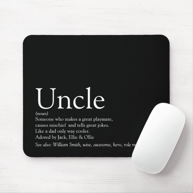 Best Ever Uncle Fun Cool Modern Black and White Mousepad (Mit Mouse)