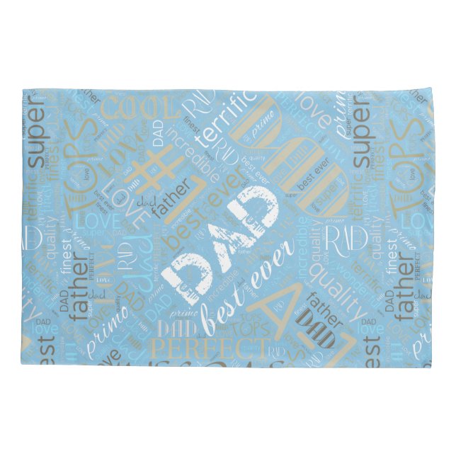 Best Ever Vater Word Cloud Blue ID263 Kissenbezug (Rückseite)