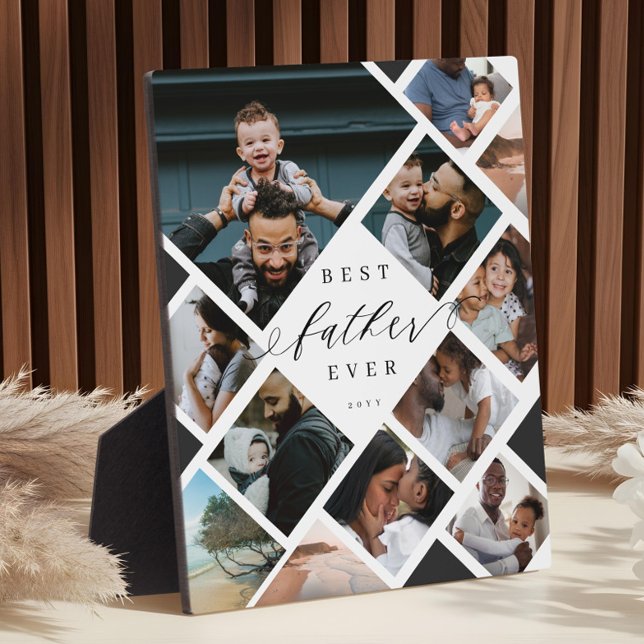 Best Father Ever Modern Photo Collage Keepsake Fotoplatte (Best Father Ever Modern Photo Collage Keepsake Plaque)