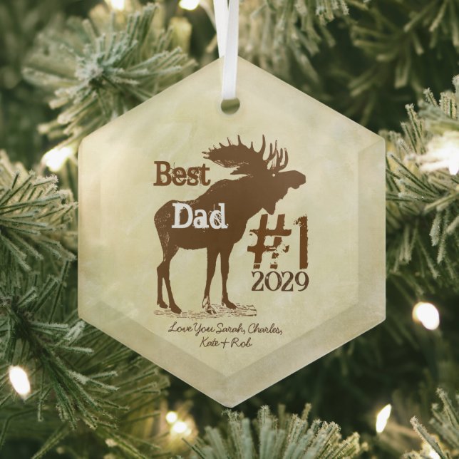 Best Father Moose Award Ornaments Ornament Aus Glas (Insitu)