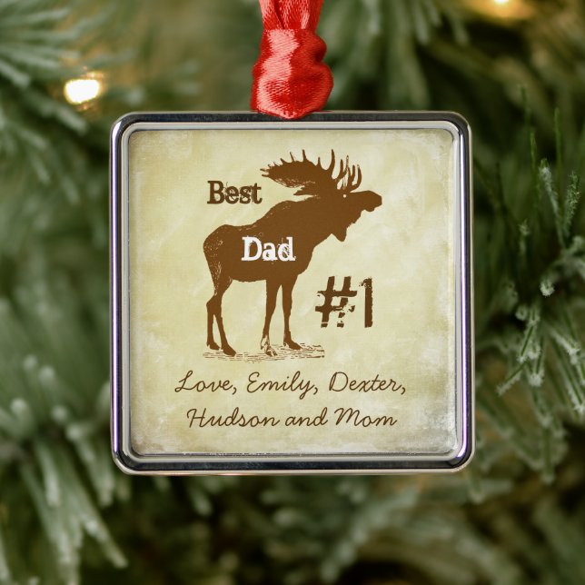Best Father Moose Award Ornaments Silbernes Ornament (Baum)